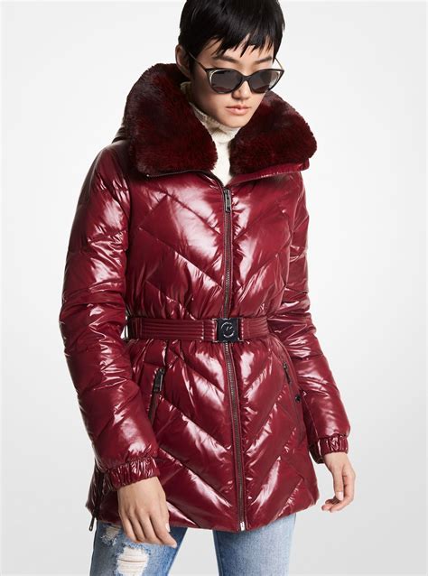 michael kors faux fur trimmed puffer jacket